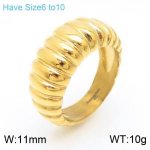 Unisex Casual Gold-Plated Stainless Steel Regular Stripes Jewelry Ring - KR108141-KJX