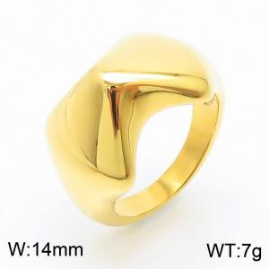 Personality Ins 18K Gold Plated Stainless Steel Geometric Heart Rings - KR108210-GC