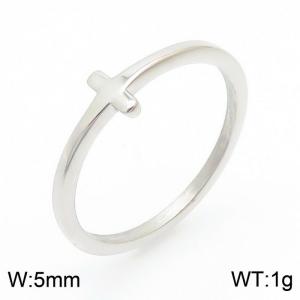 5mm Cross Stainless Steel  Silver RIngs for Women - KR108352-K
