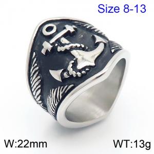 Vintage Punk Style Men's Stainless Steel Anchor Ring - KR108359-MZOZ