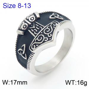 Punk style stainless steel Thor Hammer ring for men - KR108361-MZOZ