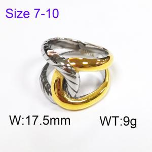 Fashion trend interlocking titanium steel ring - KR108370-K