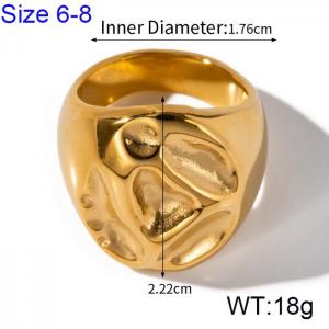 French style hammer patterned stainless steel women's ring - KR108507-WGJD