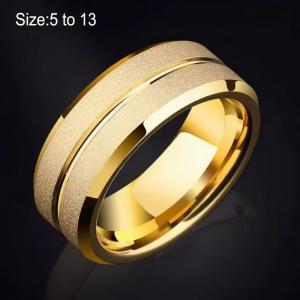 Simple Vacuum Electroplated Gold Sanded Men's Stainless Steel Ring - KR108746-WGDC