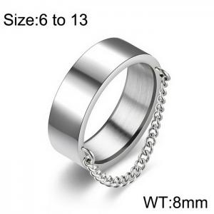 Simple Smooth Chain Men's Stainless Steel Ring - KR108748-WGDC