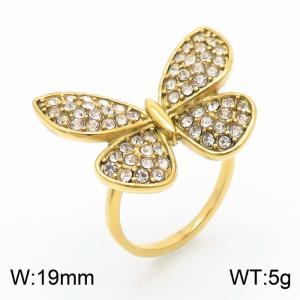19mm Stainless Steel Charm Ring Butterfly With Stone Gold Color - KR1087680-GC