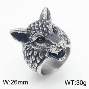 Stainless Steel Wolf Head Rings For Women Men - KR1088394-KJX
