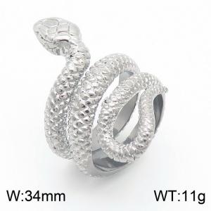 34mm Width Serpentine Casting Ring Women Stainless Steel Silver Color - KR1088409-LK