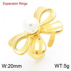 Personalized Design Trend Gold Pearl Bow Women's Ring - KR110710-KFC