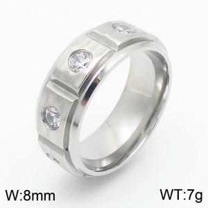 Stainless steel men's and women's inlaid zirconia hip-hop punk style jewelry in silver color - KR110875-GC