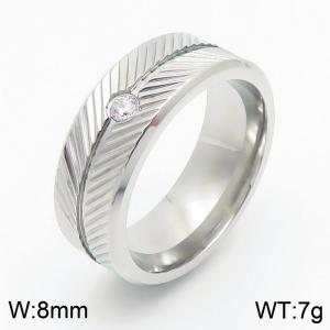 Stainless steel men's and women's jewelry with zirconia feather patterns inlaid in silver color - KR110883-GC