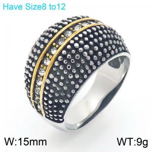European and American retro personalized stainless steel creative diamond inlaid small circular dots geometric charm silver ring - KR111066-K