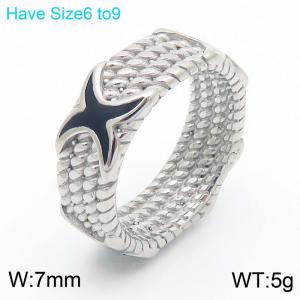 European and American fashion personality stainless steel creative brack X letter multi-layer twisted pattern charm silver ring - KR111095-K