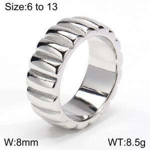Stainless Steel Fashionable and Personalized Ring with Vertical Pattern Around the Ring - KR111123-WGHT