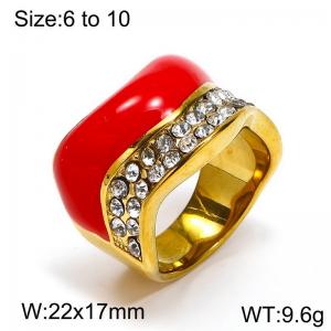 Stainless steel diamond studded oil dripping gold ring - KR111125-WGHT