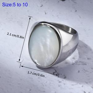Stainless steel round fashionable and stylish shell ring - KR111129-WGSJ