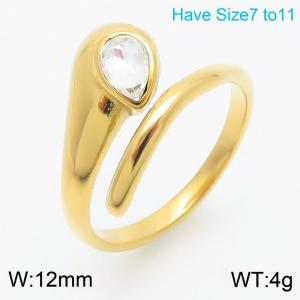 Creative Stainless Steel Rhinestone Ring For Women Gold Accessories Wedding Party Jewelry - KR111166-K