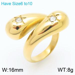 Creative Stainless Steel Rhinestone Ring For Women Gold Color Accessories Wedding Party Jewelry - KR111167-K