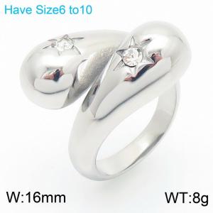 Creative Stainless Steel Rhinestone Ring For Women Accessories Wedding Party Jewelry - KR111168-K