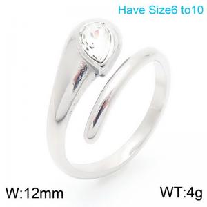 Creative Water Drops Opening Ring For Women Rhinestone Charm Finger Jewelry - KR111173-K