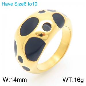 Black Spot Spherical Ring For Women Punk Stainless Steel Golden Trendy Jewelry - KR111176-K