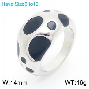 Black Spot Spherical Ring For Women Punk Stainless Steel Trendy Jewelry - KR111177-K