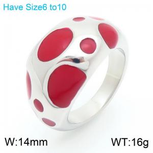 Red Spot Spherical Ring For Women Punk Stainless Steel Trendy Jewelry - KR111179-K