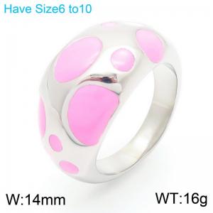 Pink Spot Spherical Ring For Women Punk Stainless Steel Trendy Jewelry - KR111181-K