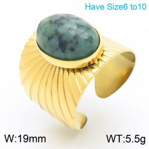 Women Gold-Plated Stainless Steel&Turquoise Jewelry Ring - KR111186-K