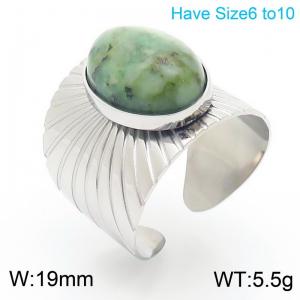 Women Stainless Steel&Turquoise Jewelry Ring - KR111187-K