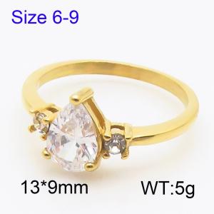 Stainless Steel Stone&Crystal Ring - KR111193-TOM