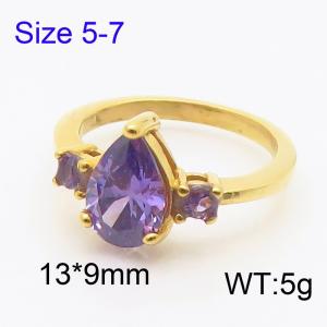 Stainless Steel Stone&Crystal Ring - KR111194-TOM