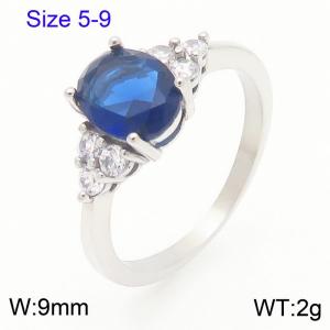 Stainless Steel Stone&Crystal Ring - KR111246-TSC