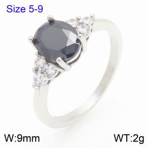 Stainless Steel Stone&Crystal Ring - KR111249-TSC