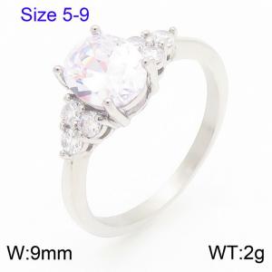 Stainless Steel Stone&Crystal Ring - KR111250-TSC