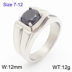 Stainless Steel Stone&Crystal Ring - KR111253-TSC