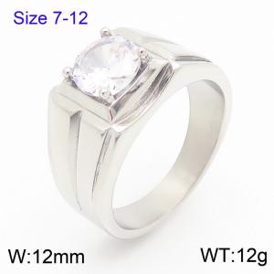 Stainless Steel Stone&Crystal Ring - KR111254-TSC