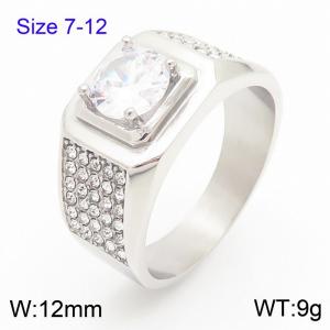 Stainless Steel Stone&Crystal Ring - KR111261-TSC