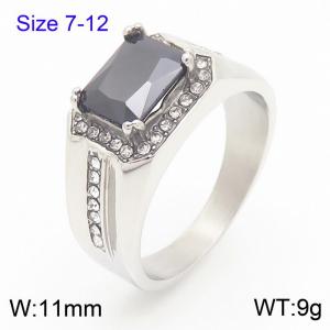 Stainless Steel Stone&Crystal Ring - KR111265-TSC