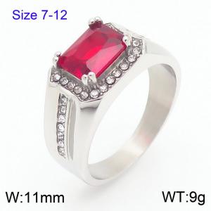 Stainless Steel Stone&Crystal Ring - KR111266-TSC