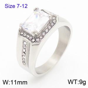 Stainless Steel Stone&Crystal Ring - KR111267-TSC