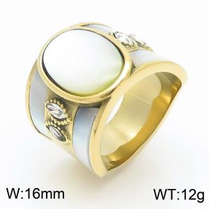 European and American fashion personality stainless steel creative oval cat eye stone inlaid with diamonds geometric charm gold ring - KR111280-KC