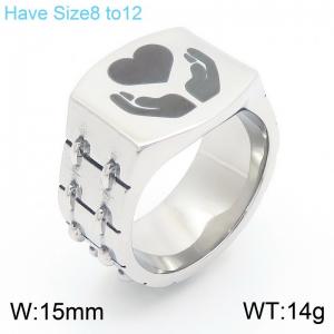 Stainless Steel Smooth Laser Personalized Hands Love Ring - KR111359-Z