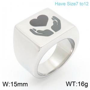 Stainless Steel Smooth Laser Personalized Hands Love Ring - KR111362-Z