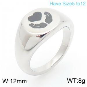 Stainless Steel Smooth Laser Personalized Hands Love Ring - KR111364-Z