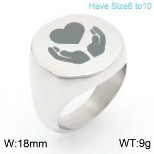 Stainless Steel Smooth Laser Personalized Hands Love Ring - KR111367-Z