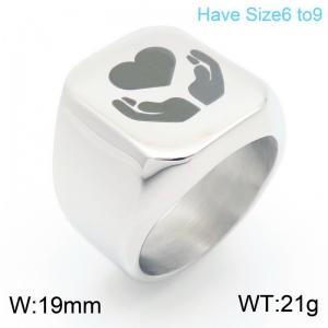 Stainless Steel Smooth Laser Personalized Hands Love Ring - KR111369-Z