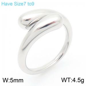 Fashionable Waterdrop Ring Stainless Steel Silver Color - KR111376-MOZO