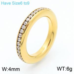 Titanium steel ring with a niche design and extremely fine diamond inlay, 4mm ring - KR111405-KFC