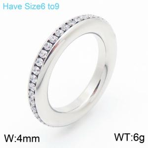 Titanium steel ring with a niche design and extremely fine diamond inlay, 4mm ring - KR111406-KFC